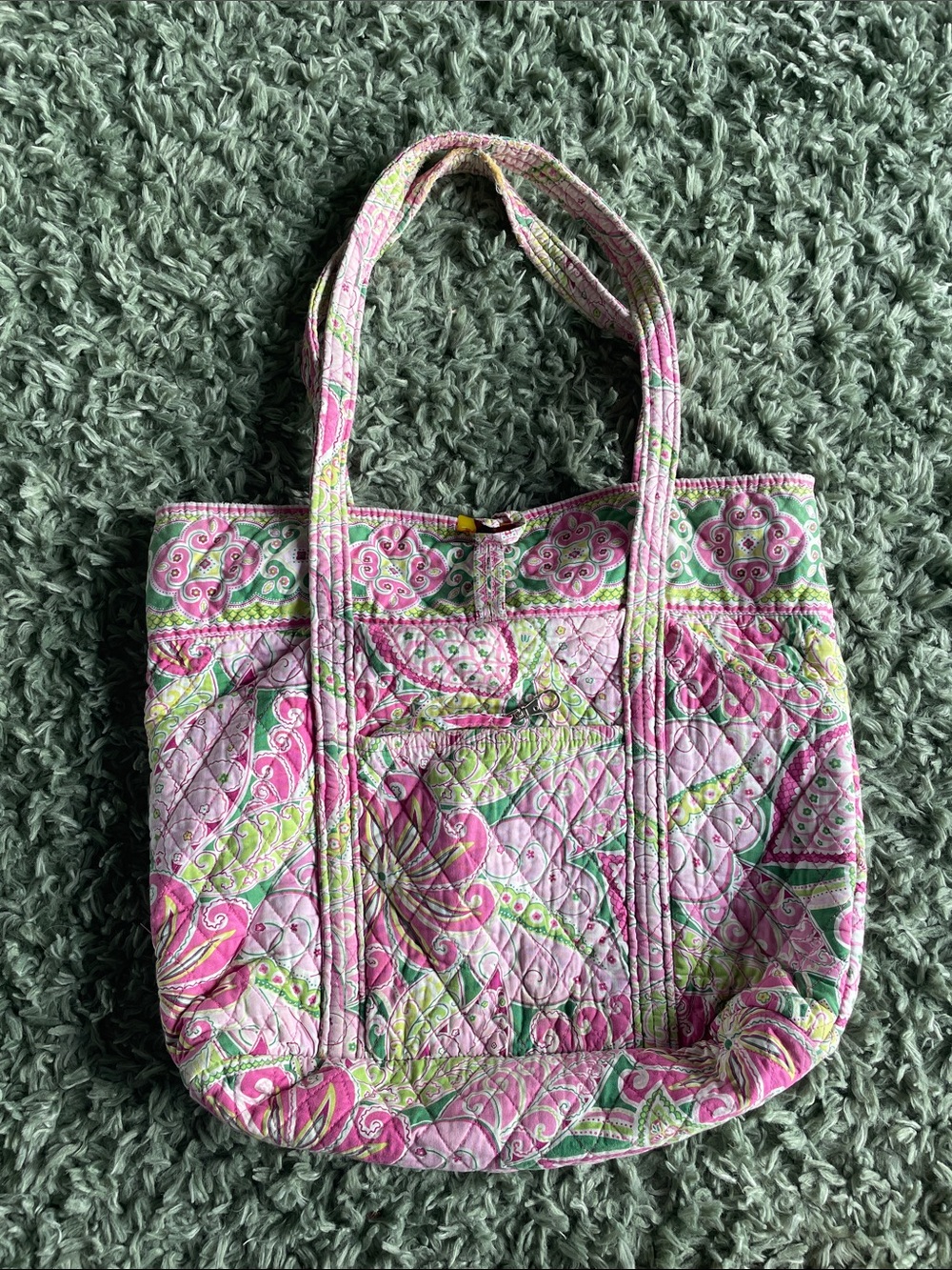 Vera Bradley medium large quilted cotton tote bag vintage retired Pinwheel Pink